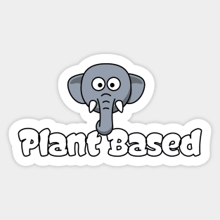 Plant Based Vegan Vegetarian Elephant Cartoon Kids Tshirt Sticker